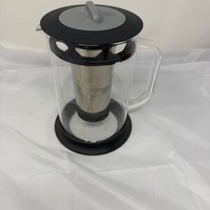 Pampered Chef Cold Brew Pitcher Glass‎ 40 oz Stainless Steel Filter